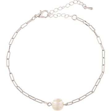 Silver Pearl Chain Link Anklet