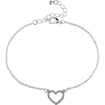 Silver Crystal Heart Chain Anklet