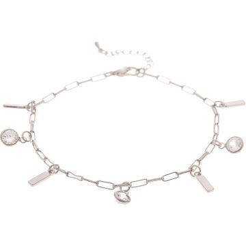 Silver Chain Crystal Charms Anklet