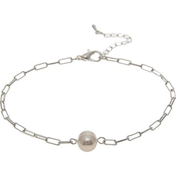 Silver Open Chain-link Pearl Anklet