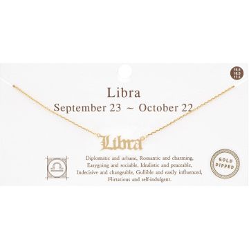 Gold Plated Libra Zodiac Necklace