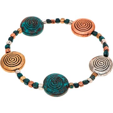 Patina Mix Spiral Disc Bracelet