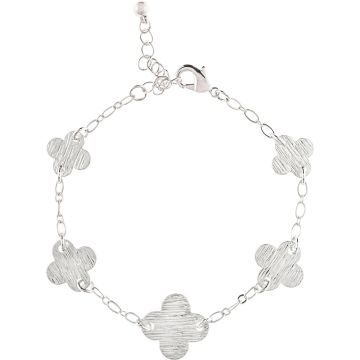 Silver Clover Flower Chain-link Bracelet