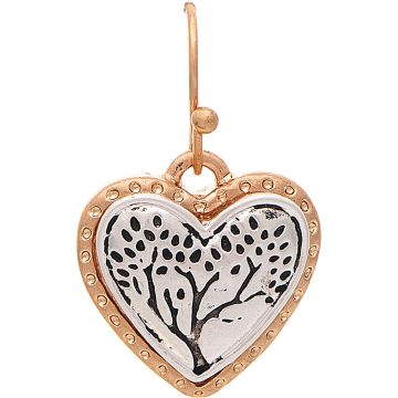 Two Tone Engraved Tree Heart Earring