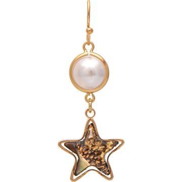 Gold Pearl Top Shell Star Earring