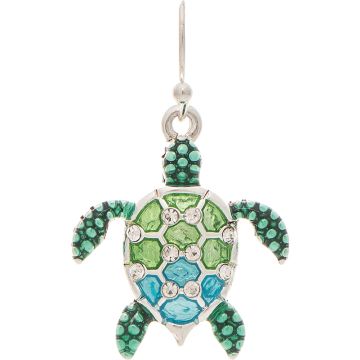 Silver Green Blue Sparkly The Turtle Earring