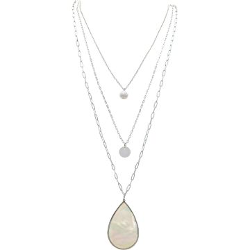 Silver Shell Pearl Teardrop Necklace Set