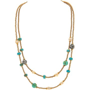 Turquoise Seed Bead 2 Layer Necklace Set