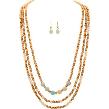 Gold Amazonite Bead Layer Necklace