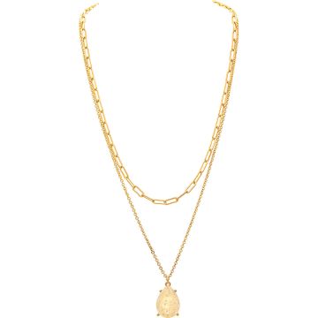 Gold White Druzy Double Chain Necklace Only
