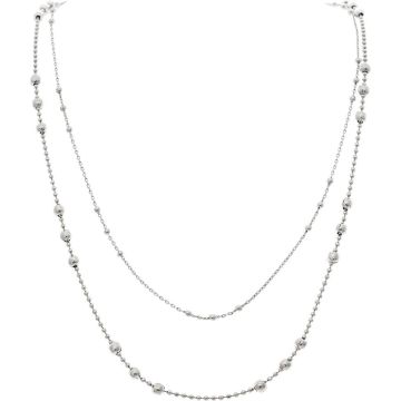 Silver Ball Bead Double Chain Necklace Only No Earrings