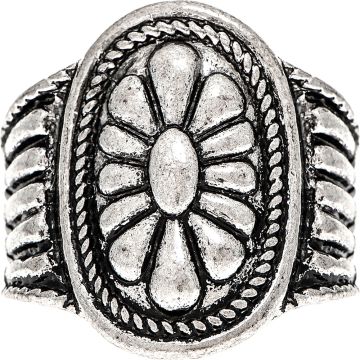 Silver Arty Flower Top Ring