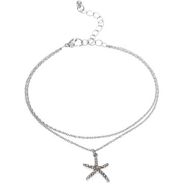 Silver Clear Crystal Starfish Anklet