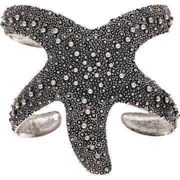 Silver Textured Starfish Cuff Bracelet