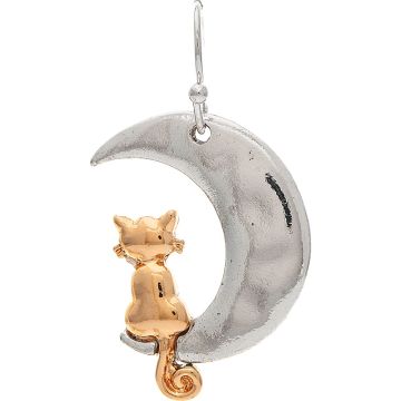 Two Tone Cat Jumped the Moon Earring