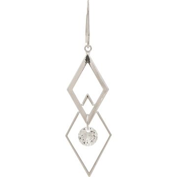 Silver Double Diamond Cubic Zirconia Crystal Earring