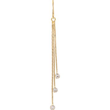 Gold Wheat Chain Tassel Cubic Zirconia Earring
