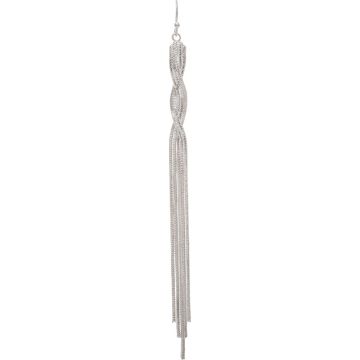 Silver Braid Twist Chain Tassel Earring