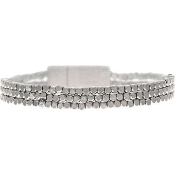 Silver Three Row Nuggets Magnetic Bracelet