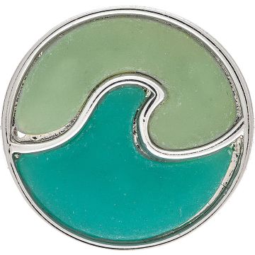 Silver Blue Green Waves Round Ring