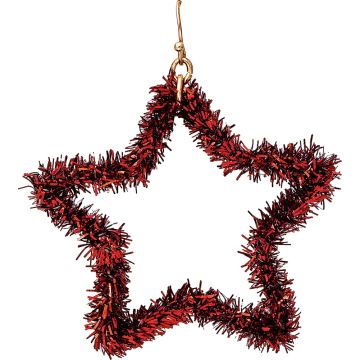 Red Tinsel Star Holiday Earring