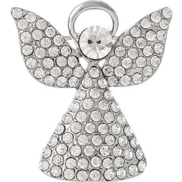 Silver Pave Crystal Wings Angel Pin